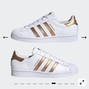 Adidas Women’s Superstar Sneakers- Cloud White & Metallic Copper Size 8.5